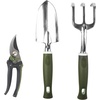 image:imageApollo Tools 6 Piece Garden Set with Foldable Seat Adjustable to Kneeler Position Washable Green Apron with Deep Pockets and 3 Quality Garden Tools Trowel Pruner and Rake  Green  DT3798