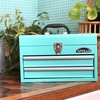image:imageApollo Tools 14 Inch Steel Tool Box with Deep Top Compartment and 2 Drawers in HeavyDuty Steel With Ball Bearing Opening and Powder Coated Finish  Aqua Green  DT5010GRAqua Green