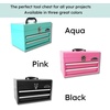 image:imageApollo Tools 14 Inch Steel Tool Box with Deep Top Compartment and 2 Drawers in HeavyDuty Steel With Ball Bearing Opening and Powder Coated Finish  Aqua Green  DT5010GRAqua Green