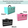 image:imageApollo Tools 14 Inch Steel Tool Box with Deep Top Compartment and 2 Drawers in HeavyDuty Steel With Ball Bearing Opening and Powder Coated Finish  Aqua Green  DT5010GRBlack