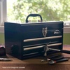 image:imageApollo Tools 14 Inch Steel Tool Box with Deep Top Compartment and 2 Drawers in HeavyDuty Steel With Ball Bearing Opening and Powder Coated Finish  Aqua Green  DT5010GRBlack