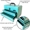 image:imageApollo Tools 14 Inch Steel Tool Box with Deep Top Compartment and 2 Drawers in HeavyDuty Steel With Ball Bearing Opening and Powder Coated Finish  Aqua Green  DT5010GRAqua Green