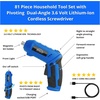 image:imageApollo Tools 81Piece Home Tool Set with 36V LiIon USB Cordless Screwdriver Rotating Handle LED Light Hand Tools amp Picture Hanging Kit  Compact Household Repair amp DIY Kit BlueGray DT2020