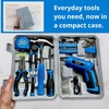 image:imageApollo Tools 81Piece Home Tool Set with 36V LiIon USB Cordless Screwdriver Rotating Handle LED Light Hand Tools amp Picture Hanging Kit  Compact Household Repair amp DIY Kit BlueGray DT2020