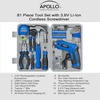image:imageApollo Tools 81Piece Home Tool Set with 36V LiIon USB Cordless Screwdriver Rotating Handle LED Light Hand Tools amp Picture Hanging Kit  Compact Household Repair amp DIY Kit BlueGray DT2020