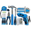 image:imageApollo Tools 81Piece Home Tool Set with 36V LiIon USB Cordless Screwdriver Rotating Handle LED Light Hand Tools amp Picture Hanging Kit  Compact Household Repair amp DIY Kit BlueGray DT2020