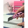 image:imageApollo Tools Foldable Utility Knife with Lightweight Steel Construction Carabiner Clip Quick Blade Change Technology Lock Feature Accommodates Standard Blades  Black  DT5017Pink