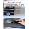 image:imageApollo Tools Foldable Utility Knife with Lightweight Steel Construction Carabiner Clip Quick Blade Change Technology Lock Feature Accommodates Standard Blades  Black  DT5017Black