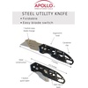 image:imageApollo Tools Foldable Utility Knife with Lightweight Steel Construction Carabiner Clip Quick Blade Change Technology Lock Feature Accommodates Standard Blades  Black  DT5017Black