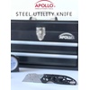 image:imageApollo Tools Foldable Utility Knife with Lightweight Steel Construction Carabiner Clip Quick Blade Change Technology Lock Feature Accommodates Standard Blades  Black  DT5017Black
