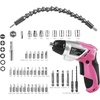 image:imageApollo Tools Lightweight Cordless Screwdriver Set Includes Rechargeable 36 Volt Liion Screwdriver and 45 Piece Accessory Set in Black Carrying Case  Red  DT4944Pink