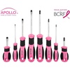 image:imageApollo Tools Pink 8 Piece Essential Screwdriver Set Phillips and Slotted with Magnetic Tips and NonSlip Comfort Handles Includes Stubby Screwdrivers for Tight Spaces  Pink Ribbon  Pink  DT5018P