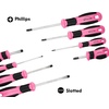 image:imageApollo Tools Pink 8 Piece Essential Screwdriver Set Phillips and Slotted with Magnetic Tips and NonSlip Comfort Handles Includes Stubby Screwdrivers for Tight Spaces  Pink Ribbon  Pink  DT5018P