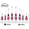 image:imageApollo Tools Pink 8 Piece Essential Screwdriver Set Phillips and Slotted with Magnetic Tips and NonSlip Comfort Handles Includes Stubby Screwdrivers for Tight Spaces  Pink Ribbon  Pink  DT5018P