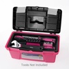 image:imageApollo Tools Set of 3 Stackable Tool Boxes with Top Compartment and Removable Trays for Crafts Tool Storage  Pink Ribbon  DT5005P