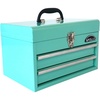 image:imageApollo Tools 14 Inch Steel Tool Box with Deep Top Compartment and 2 Drawers in HeavyDuty Steel With Ball Bearing Opening and Powder Coated Finish  Aqua Green  DT5010GRAqua Green