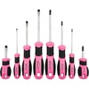 image:imageApollo Tools Pink 8 Piece Essential Screwdriver Set Phillips and Slotted with Magnetic Tips and NonSlip Comfort Handles Includes Stubby Screwdrivers for Tight Spaces  Pink Ribbon  Pink  DT5018P