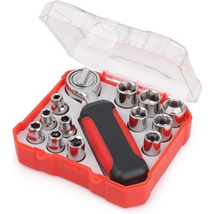 image:imageApollo Tools 13piece  Inch Drive Metric Socket Set Includes  Inch Easy ReverseSwitch Ratchet Handle and 12 MostUsed Sockets in Compact Clear Lid Case DT5023