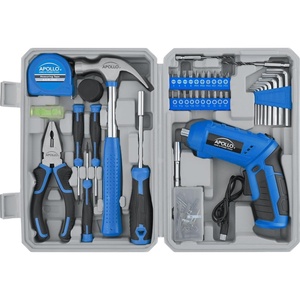 image:imageApollo Tools 81Piece Home Tool Set with 36V LiIon USB Cordless Screwdriver Rotating Handle LED Light Hand Tools amp Picture Hanging Kit  Compact Household Repair amp DIY Kit BlueGray DT2020