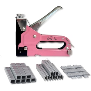 image:imageApollo Tools AllMetal HeavyDuty Stapler Power Adjustment Knob 3in1 for Staples UStaples Brad Nails Includes 3000 Fasteners Pink Ribbon  Pink DT5020P