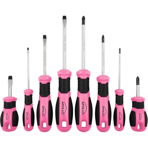 image:imageApollo Tools Pink 8 Piece Essential Screwdriver Set Phillips and Slotted with Magnetic Tips and NonSlip Comfort Handles Includes Stubby Screwdrivers for Tight Spaces  Pink Ribbon  Pink  DT5018P