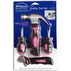 image:imageApollo Tools 4 Piece Stubby Tool Set for Small Hands and Tight Spaces Convenient Compact Small Tool Set includes Mini Hammer Mini Screwdriver Set Mini Wrench  Pink Ribbon  Pink  DT0240PPink