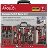 image:imageApollo Tools 71 Piece Complete Household Tool Set with Clamp Hacksaw Carpenter Square Screwdriver and Plier Sets for College Home Repairs and DIY  Pink Ribbon  Pink  DT0204PRed