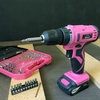 image:imageApollo Tools Powerful Lightweight Cordless Drill 108 Lithium Ion Battery with 30Piece Accessory Drill Bit Set  Pink Ribbon  Pink DT4937PPink