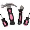 image:imageApollo Tools 4 Piece Stubby Tool Set for Small Hands and Tight Spaces Convenient Compact Small Tool Set includes Mini Hammer Mini Screwdriver Set Mini Wrench  Pink Ribbon  Pink  DT0240PPink