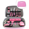 image:imageApollo Tools 63Piece Pink Household Tool Set in Attractive Designer Zippered Case with Pink Tool Selection  Pink Ribbon  Pink  DT5016P