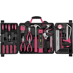 image:imageApollo Tools 71 Piece Complete Household Tool Set with Clamp Hacksaw Carpenter Square Screwdriver and Plier Sets for College Home Repairs and DIY  Pink Ribbon  Pink  DT0204PPink