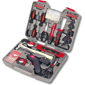 image:imageApollo Tools 144 Piece Household Tool Set with Convenient Cordless Screwdriver and Most Used Tools in Sturdy Carrying Case for Home Repairs DIY and Crafts  Red  DT842245 pc