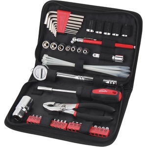 image:imageApollo Tools 56 Piece Compact Metric Auto Tool Set in Zippered Case Small Mechanic Tool Set for Car Emergency Motorcycle Repair on the Road Great for Travel Tool Needs  Red  DT977556 Piece