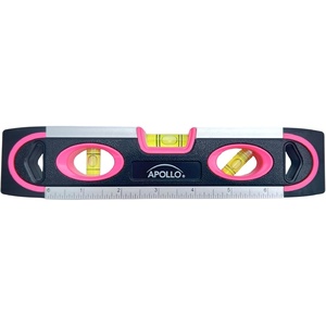 image:imageApollo Tools 9Inch Torpedo Level with Clear Vials 1809045 Degrees Bubbles for Horizontal Plumb And 45Degree Leveling Magnetized Side Metric and Imperial Rulers Pink Ribbon  PinkBlack DT5019P